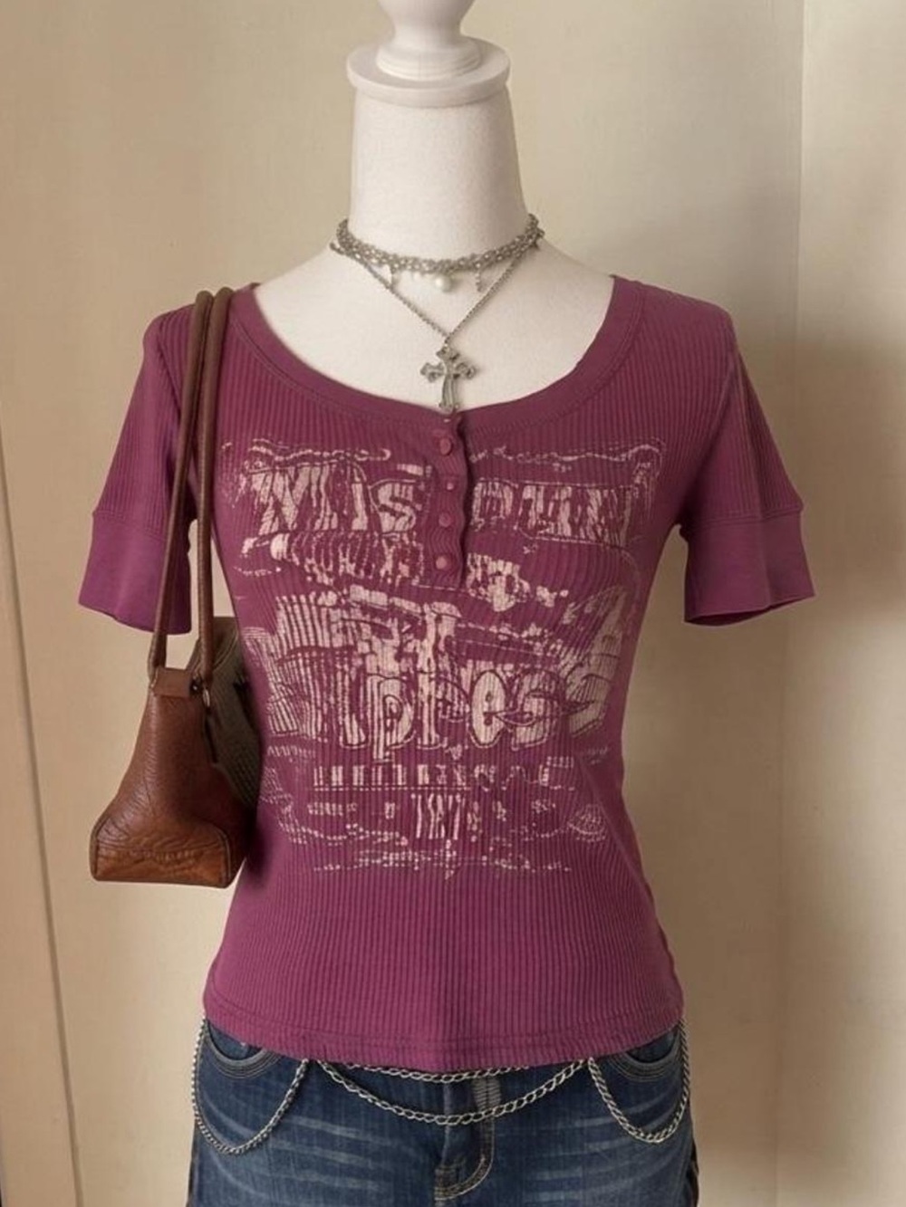 Grunge graphic Short-Sleeve top